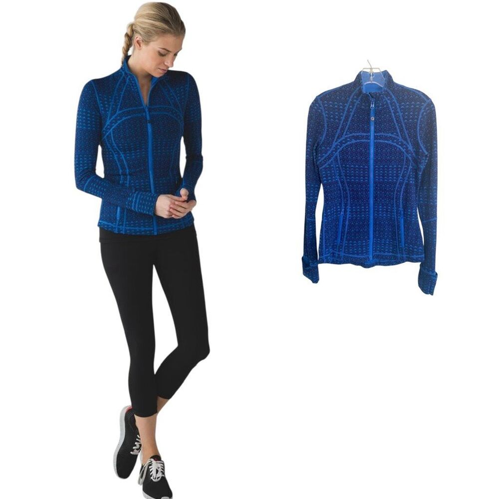 Lululemon Define Jacket Triometric Stripe Blue Full Zip Sz 8